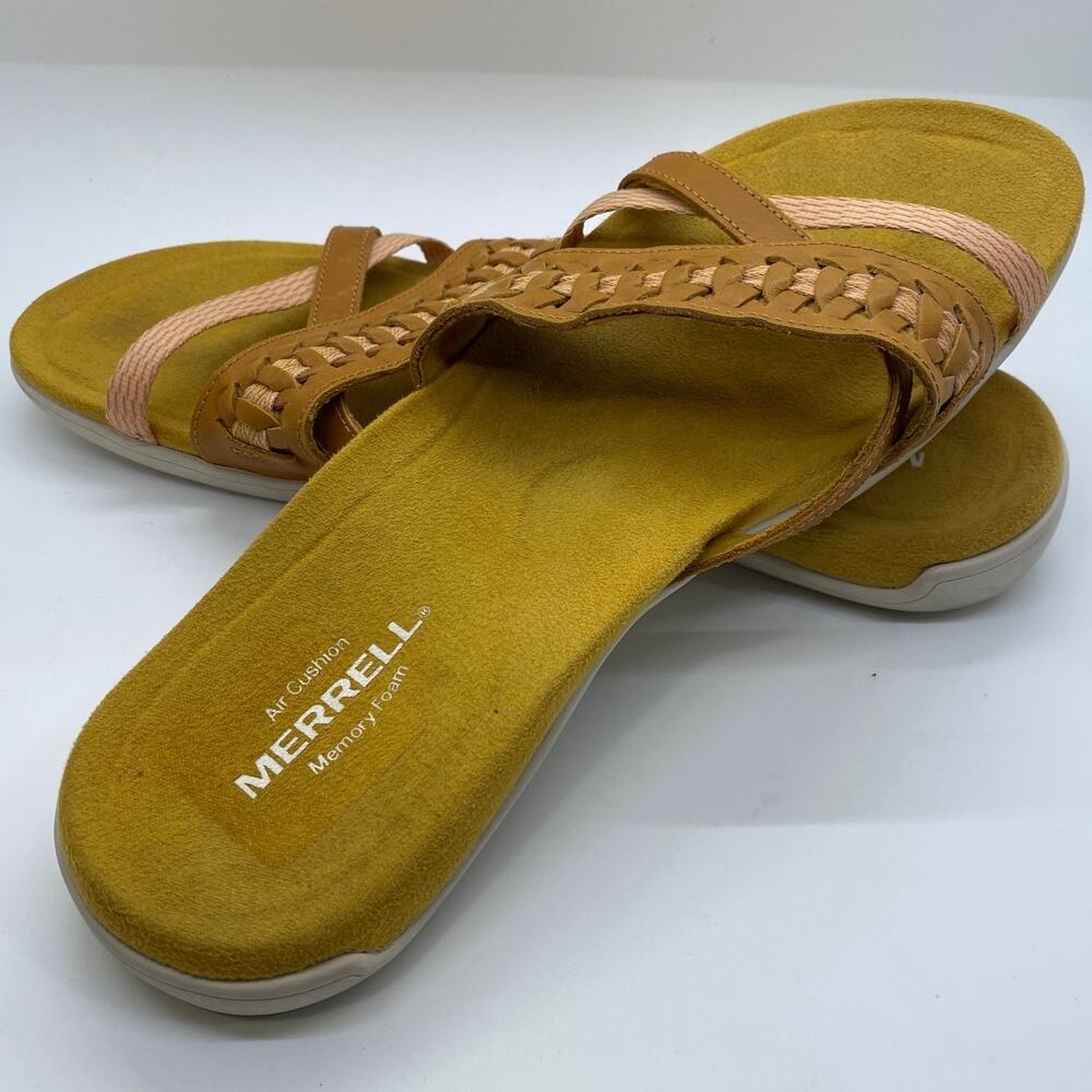 Merrell District Kempsey Air Cushion Memory Foam Sandals leather womens sz 9